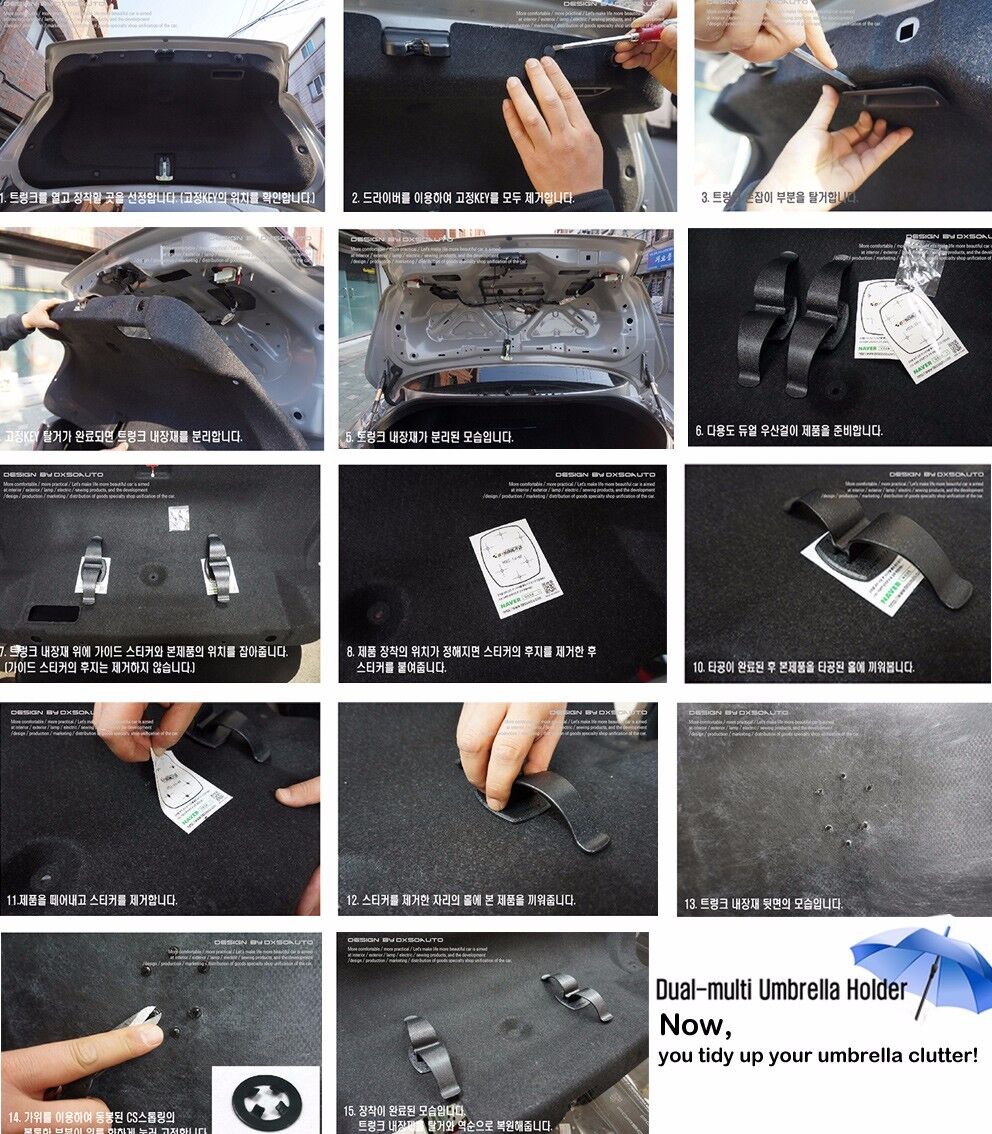 Rear Trunk Dual-Multi Rain Umbrella Holder Hanger Diy Kit for All Universal Car
