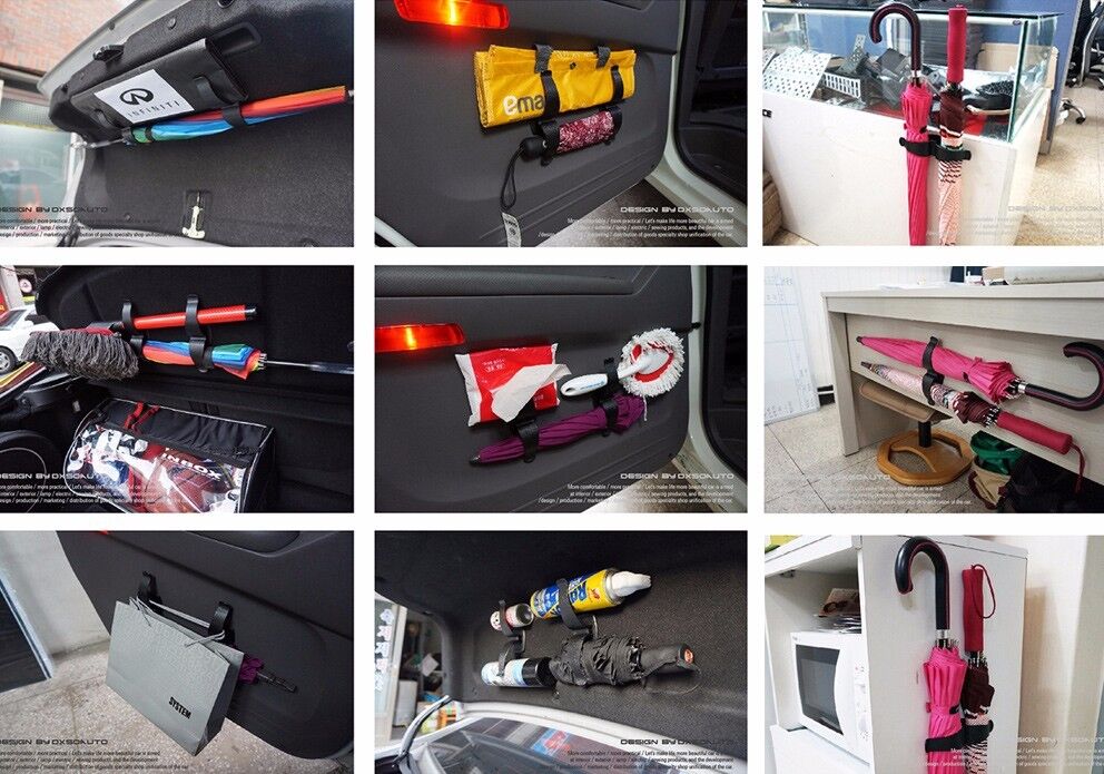 Rear Trunk Dual-Multi Rain Umbrella Holder Hanger Diy Kit for All Universal Car