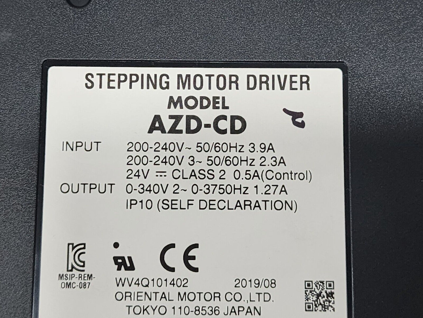 As-Is ORIENTAL MOTOR STEPPING MOTOR DRIVER AZD-CD