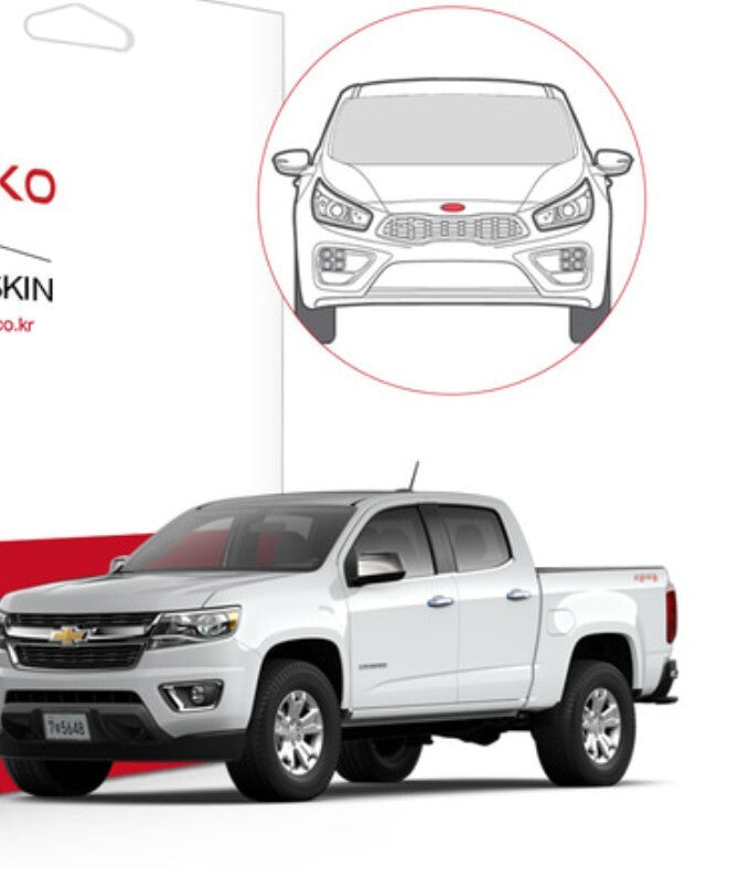 F R Emblem Cover Carbon Schwarz Pre-Cut Folie PPF 2P für Chevy Colorado 2017-...