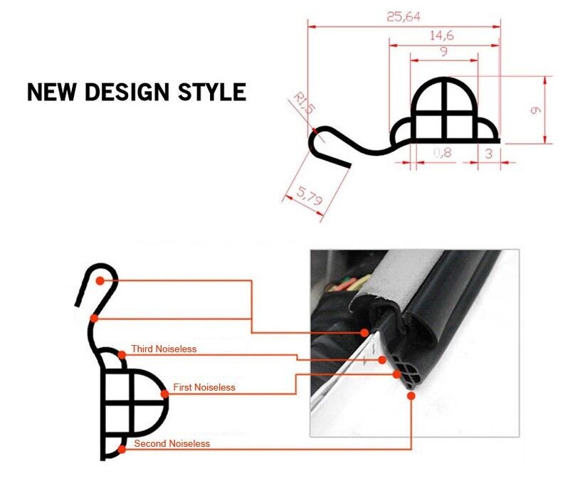 NEW UPGRADE Weather Strip Noiseless 18m For 2007 2008 2009 2010 Hyundai Elantra