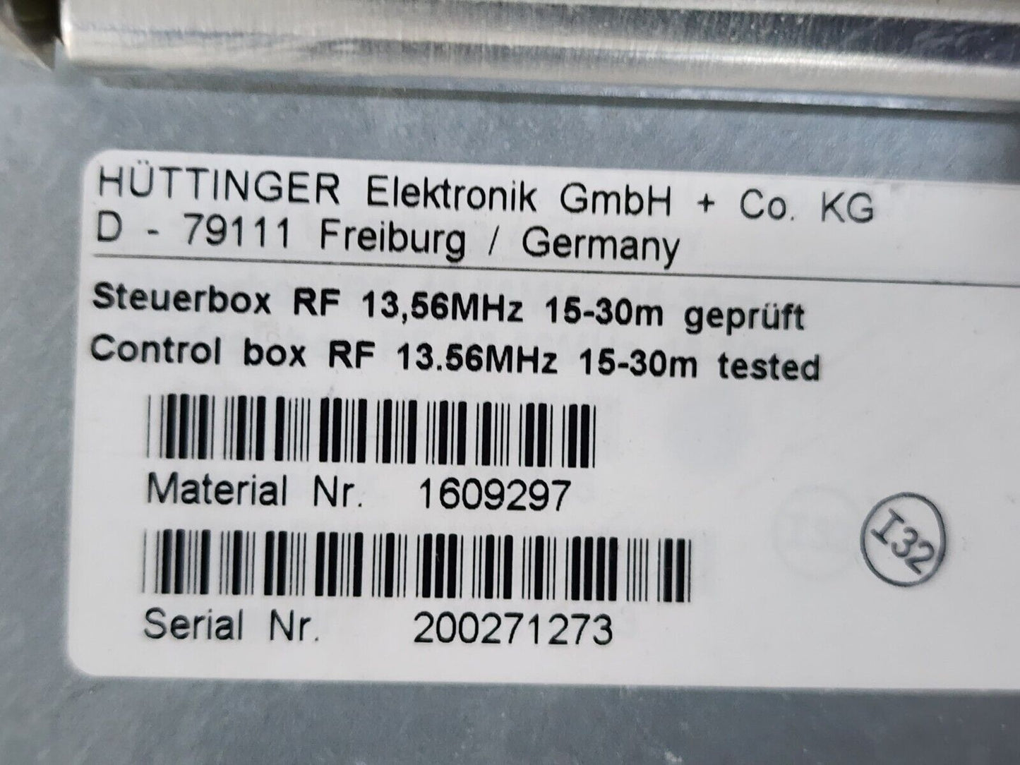 As-Is  HUTTINGER ELEKTRONIK D-79711 Control box Steuerbox RF 13.56MHz 15-30m