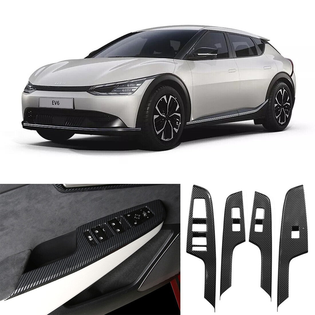 Fensterheberschalter Carbon Zierleiste Abdeckung 4p 1Set (Passt für: 2022 202...